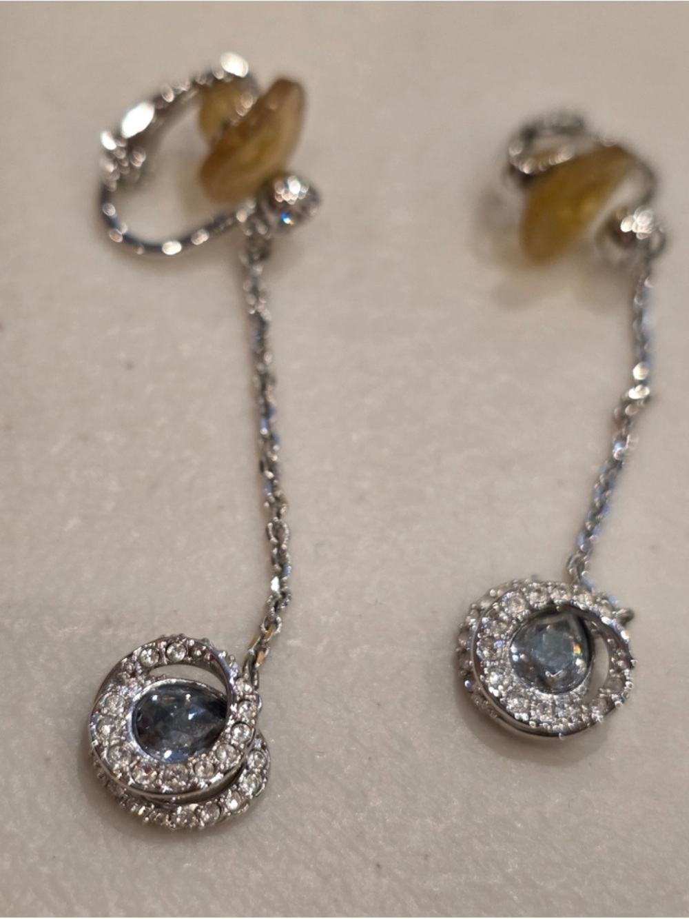 Swarovski Silver Drop Earrings with Clear Crystals